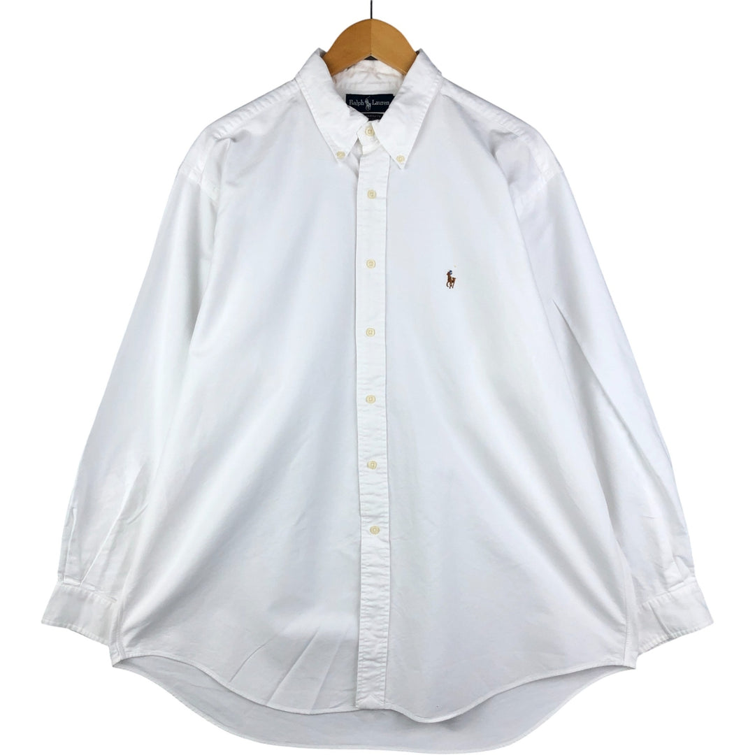 Ralph Lauren YARMOUTH long sleeve button down shirt, men's XL size cotton white type Vintage Second Hand