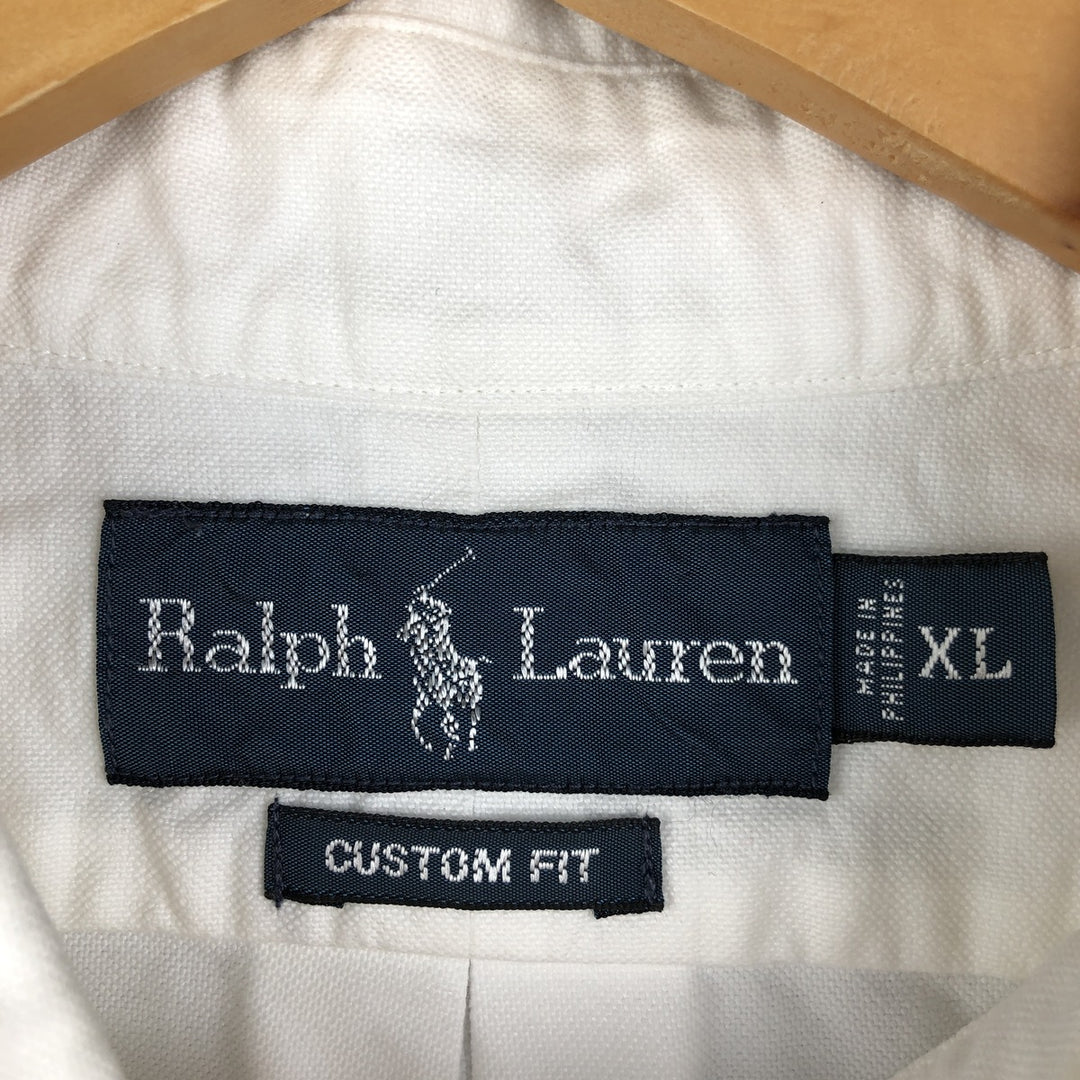 Ralph Lauren CUSTOM FIT long sleeve button down shirt, men's XL size cotton white type Vintage Second Hand
