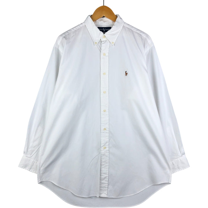Ralph Lauren YARMOUTH long sleeve button down shirt, men's size L cotton white type Vintage Second Hand