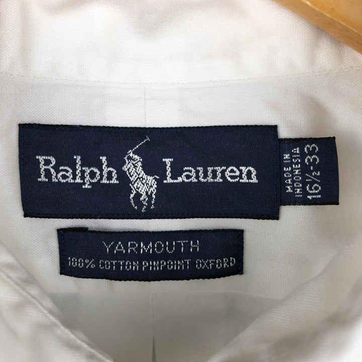 Ralph Lauren YARMOUTH long sleeve button down shirt, men's size L cotton white type Vintage Second Hand