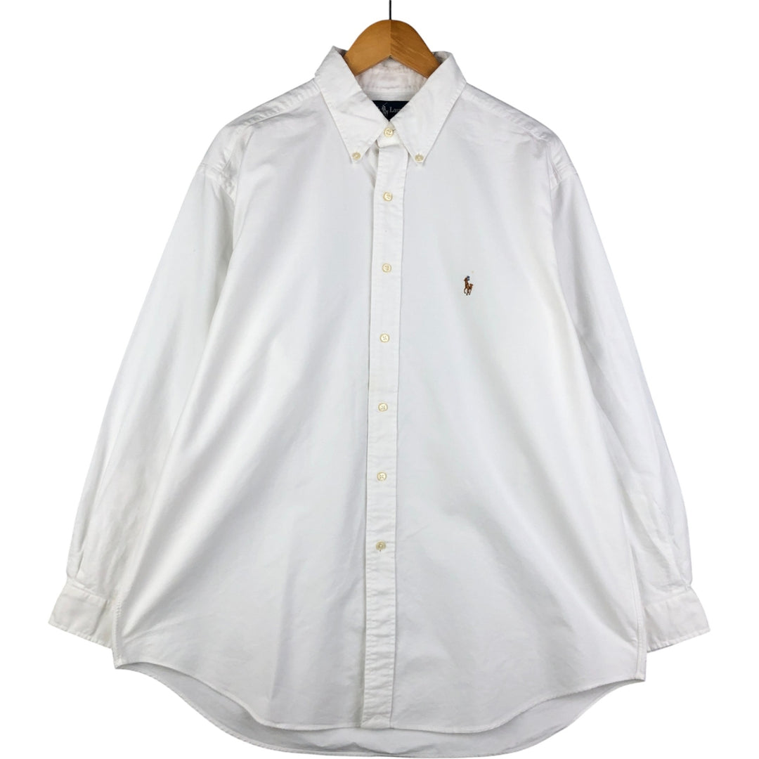 Ralph Lauren YARMOUTH long sleeve button down shirt, men's XL size cotton white type Vintage Second Hand