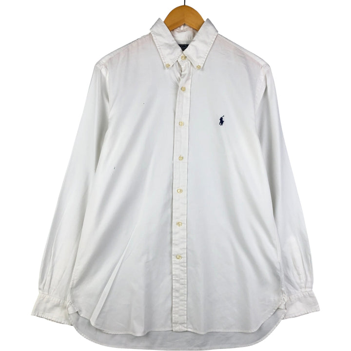 Ralph Lauren Custom Fit Dress Shirt, long-sleeved button-down shirt, men's size M cotton white type Vintage Second Hand