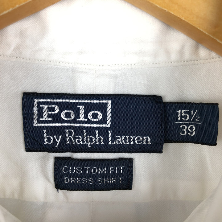 Ralph Lauren Custom Fit Dress Shirt, long-sleeved button-down shirt, men's size M cotton white type Vintage Second Hand