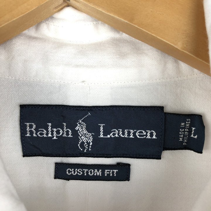 Ralph Lauren CUSTOM FIT long sleeve button down shirt, men's size L cotton white type Vintage Second Hand