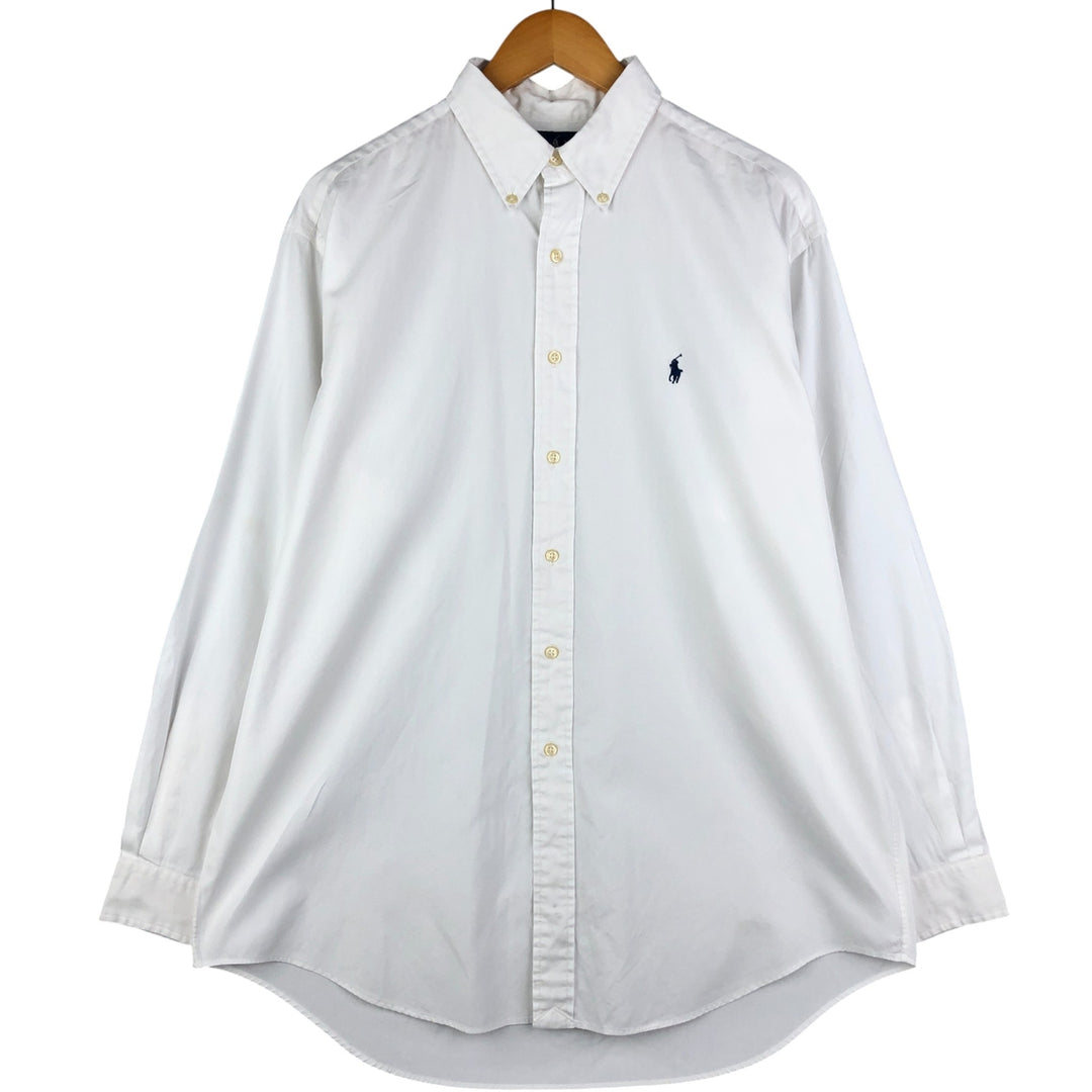 Ralph Lauren YARMOUTH long sleeve button down shirt, men's size L cotton white type Vintage Second Hand