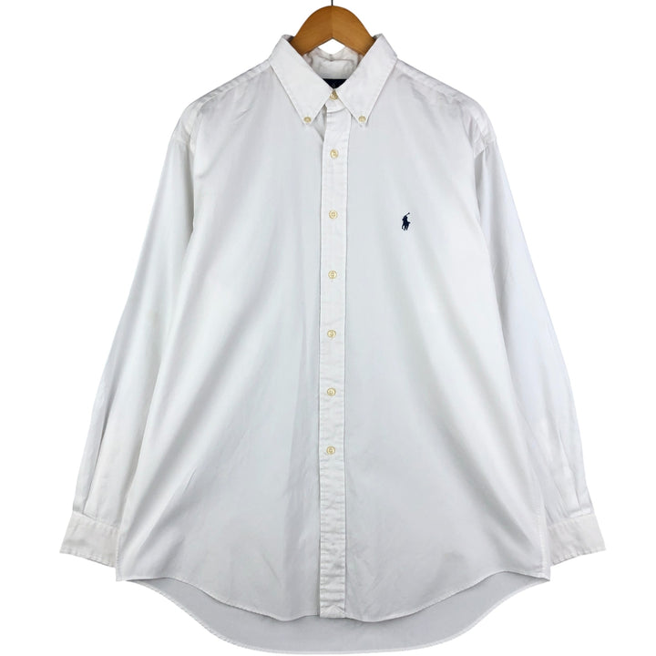 Ralph Lauren YARMOUTH long sleeve button down shirt, men's size L cotton white type Vintage Second Hand