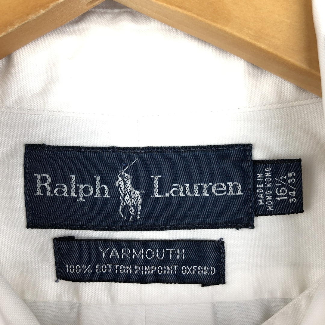 Ralph Lauren YARMOUTH long sleeve button down shirt, men's size L cotton white type Vintage Second Hand