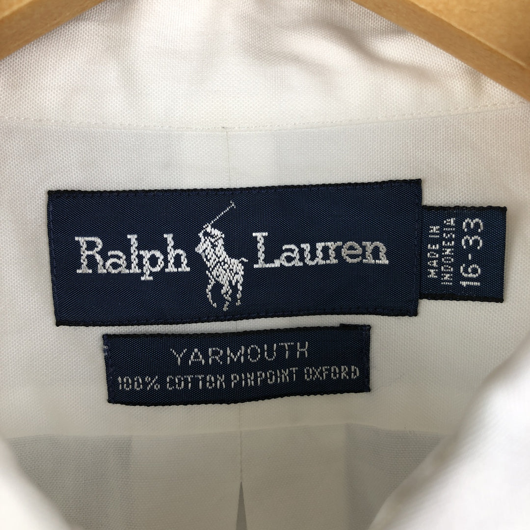 Ralph Lauren YARMOUTH long sleeve button down shirt, men's size L cotton white type Vintage Second Hand