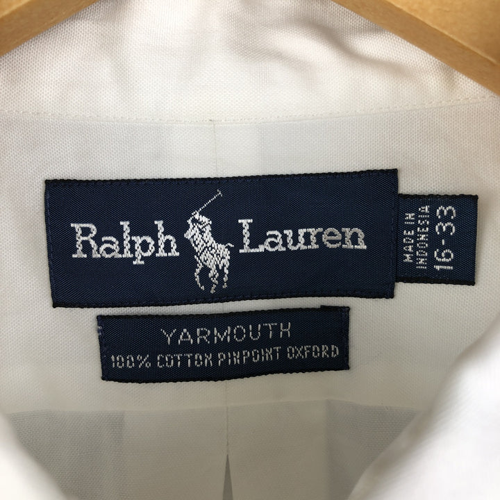 Ralph Lauren YARMOUTH long sleeve button down shirt, men's size L cotton white type Vintage Second Hand