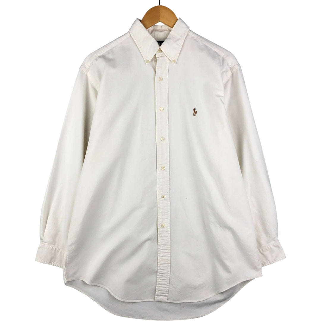 Ralph Lauren YARMOUTH long sleeve button down shirt, men's size L cotton unbleached Vintage Second Hand