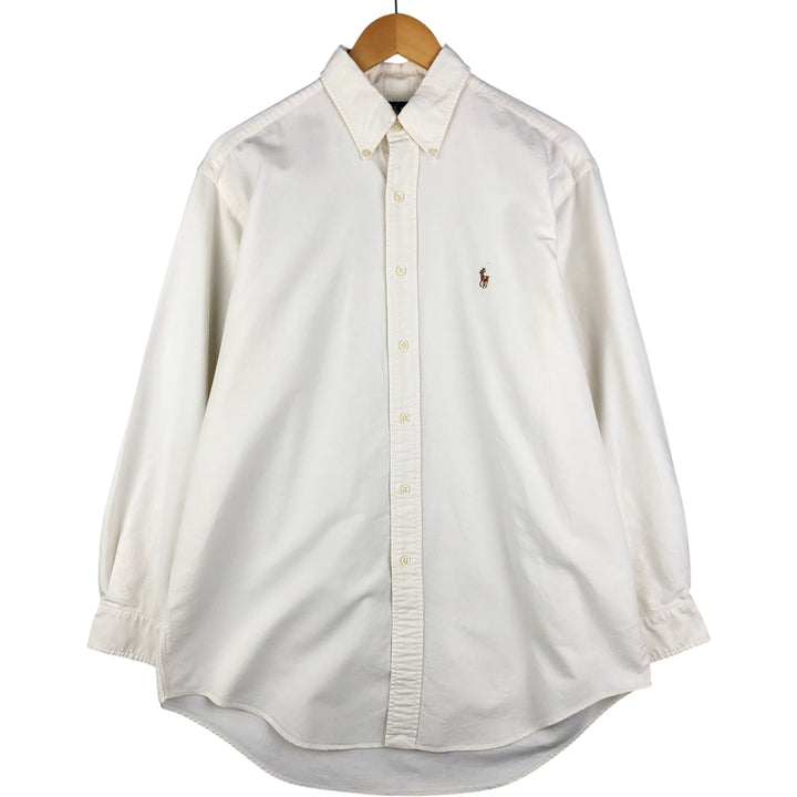Ralph Lauren YARMOUTH long sleeve button down shirt, men's size L cotton unbleached Vintage Second Hand