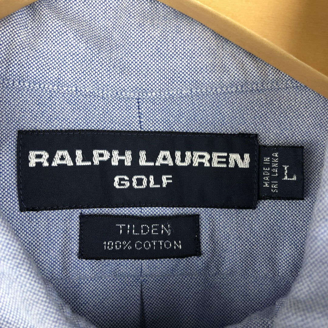 Ralph Lauren POLO GOLF long-sleeved button-down shirt, men's size L cotton Blue type light blue Vintage Second Hand