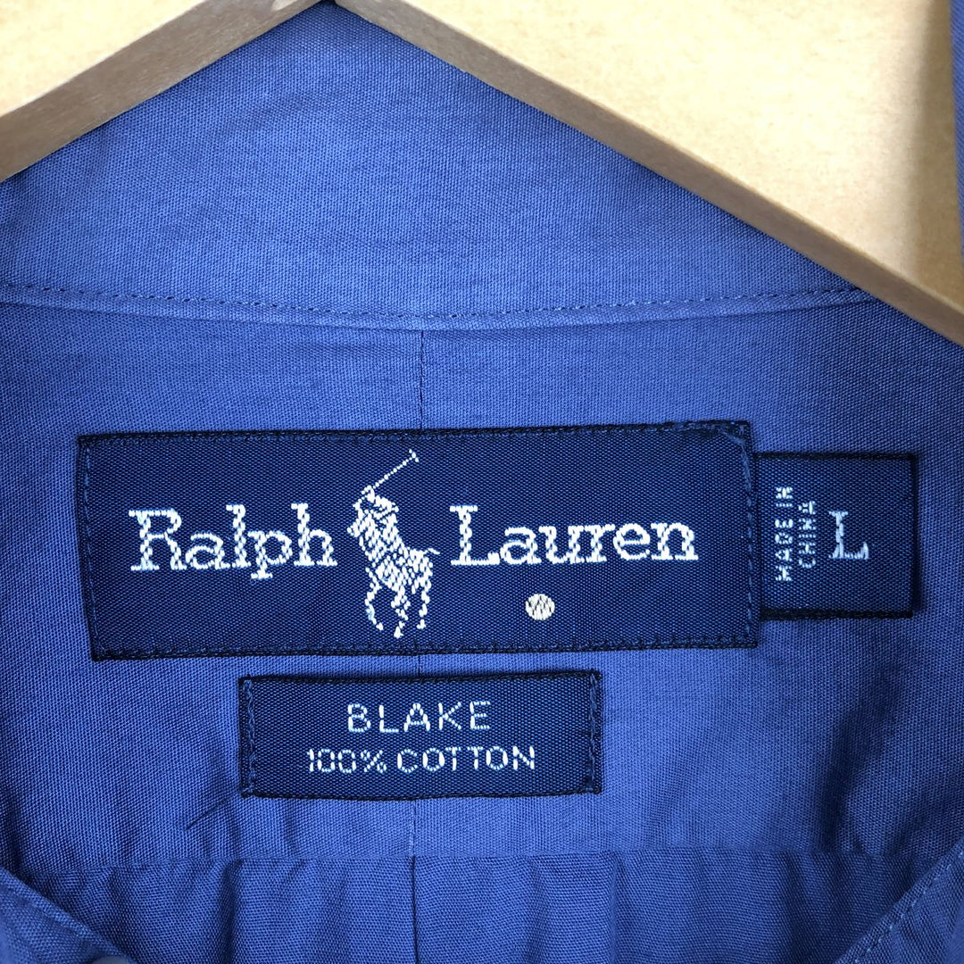 Ralph Lauren BLAKE long sleeve button down shirt, men's size L cotton Purple type blue-purple Vintage Second Hand