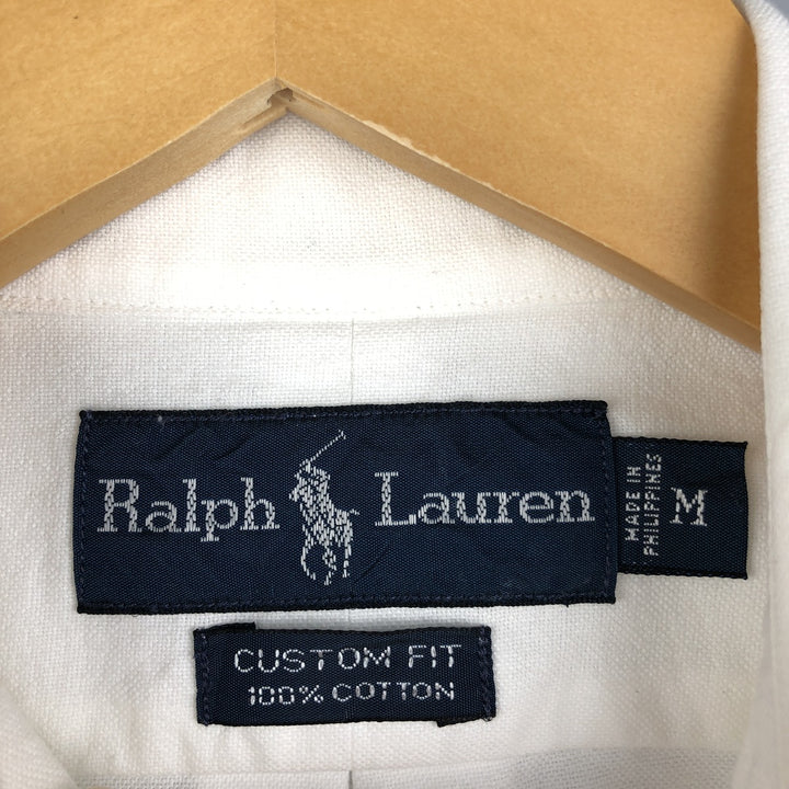 Ralph Lauren CUSTOM FIT long sleeve button down shirt, men's size M cotton white type Vintage Second Hand