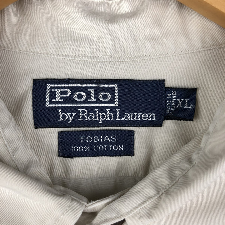 Ralph Lauren POLO by Ralph Lauren TOBIAS long sleeve safari shirt, men's XL size cotton ivory Vintage Second Hand