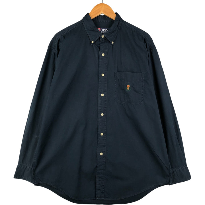 Ralph Lauren Chaps long-sleeved button-down shirt, men's size L cotton black type Vintage Second Hand