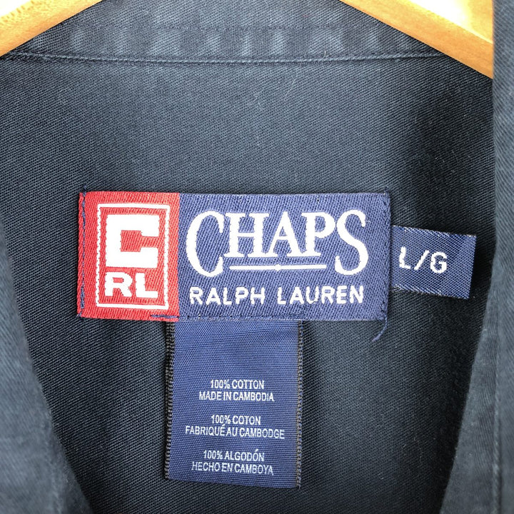 Ralph Lauren Chaps long-sleeved button-down shirt, men's size L cotton black type Vintage Second Hand