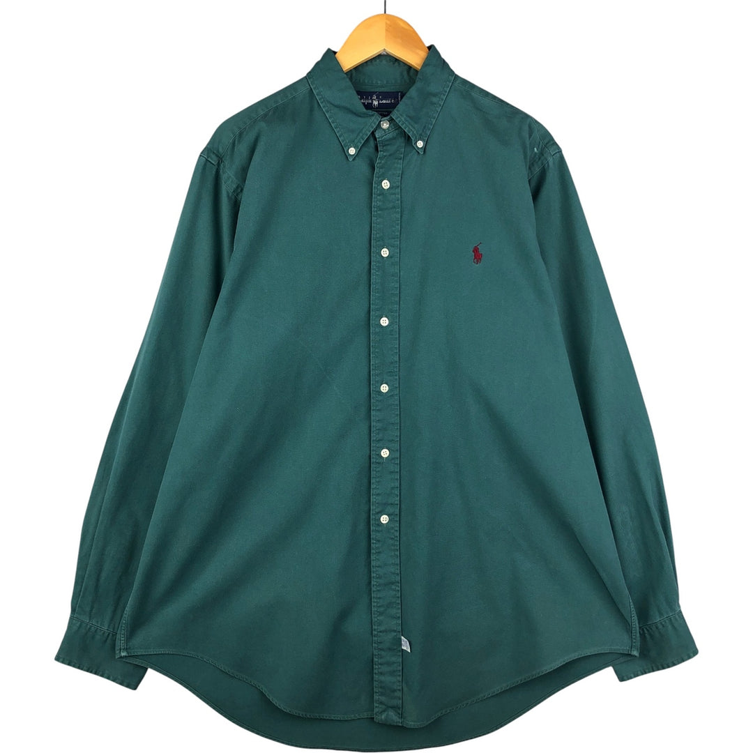 Ralph Lauren long sleeve button down shirt, men's XL size cotton green type Vintage Second Hand