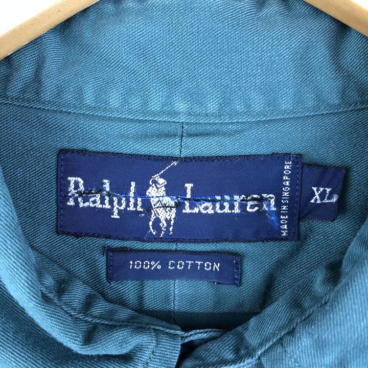 Ralph Lauren long sleeve button down shirt, men's XL size cotton green type Vintage Second Hand