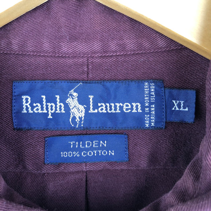 Ralph Lauren TILDEN long sleeve button down shirt, men's XL size cotton wine-red Vintage Second Hand