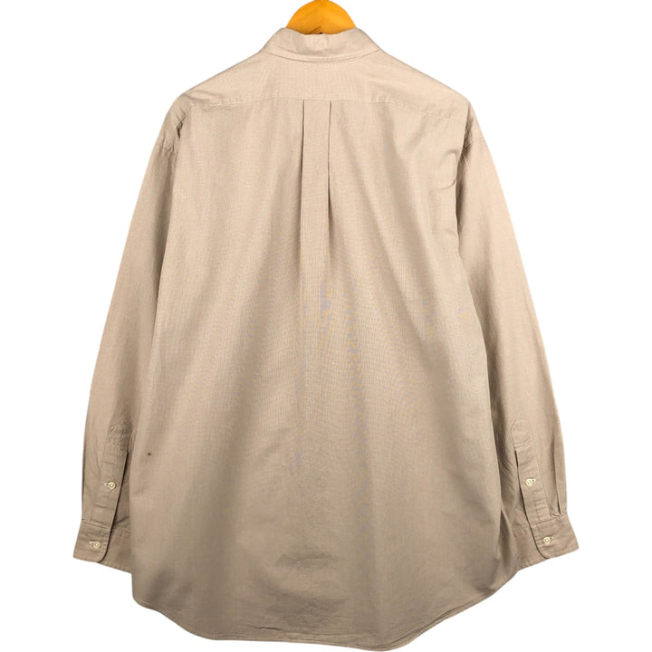 Ralph Lauren BLAKE Houndstooth Pattern Long Sleeve Button Down Shirt Men's Size L cotton Beige type Vintage Second Hand