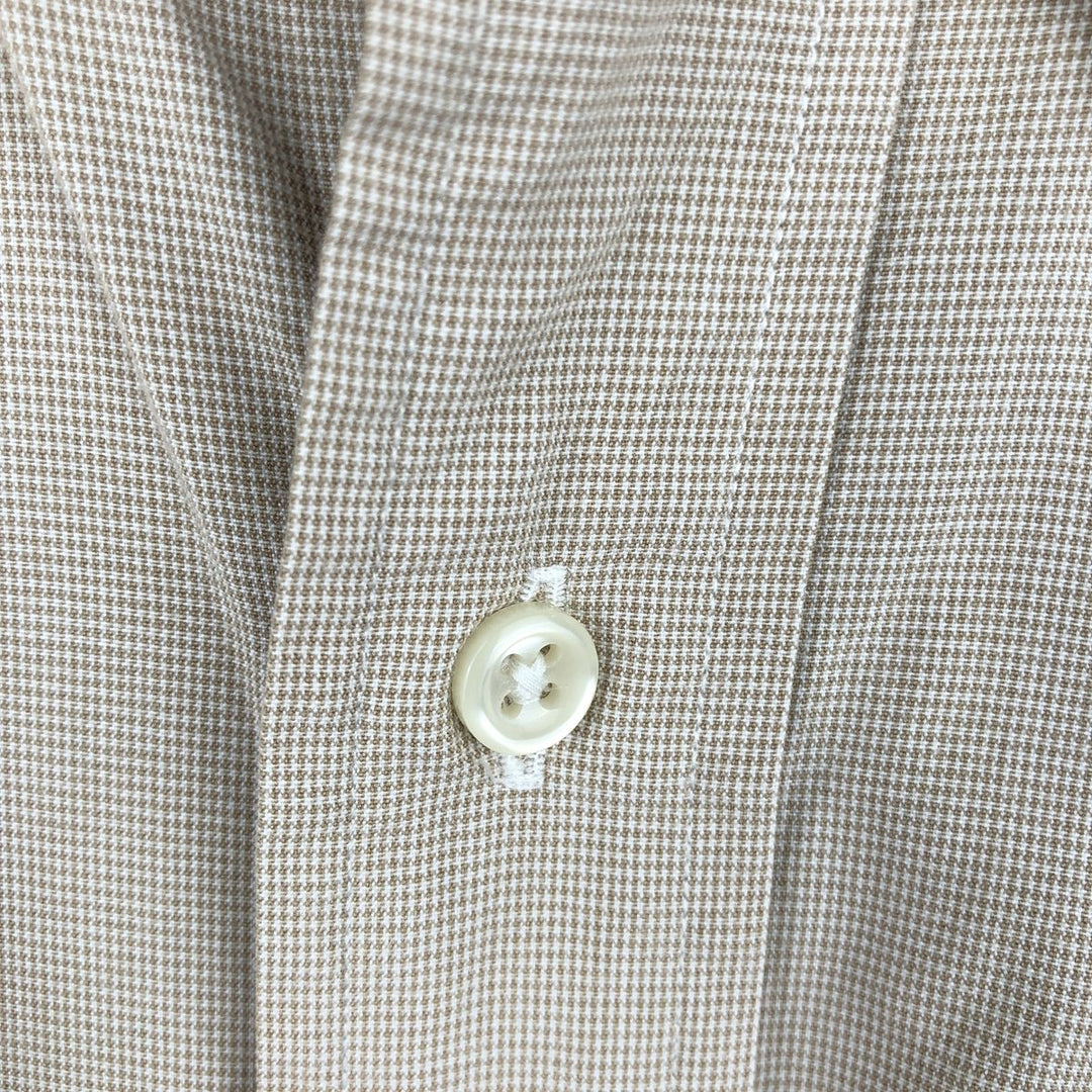 Ralph Lauren BLAKE Houndstooth Pattern Long Sleeve Button Down Shirt Men's Size L cotton Beige type Vintage Second Hand