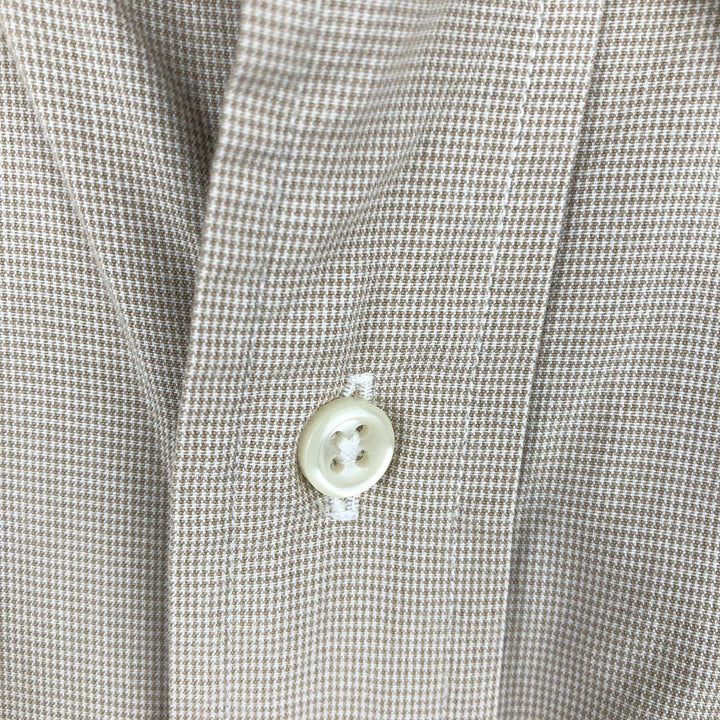 Ralph Lauren BLAKE Houndstooth Pattern Long Sleeve Button Down Shirt Men's Size L cotton Beige type Vintage Second Hand
