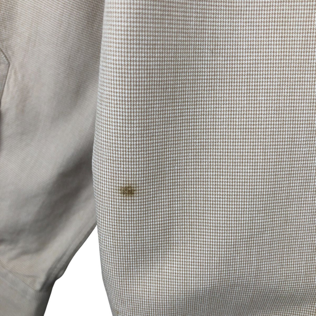 Ralph Lauren BLAKE Houndstooth Pattern Long Sleeve Button Down Shirt Men's Size L cotton Beige type Vintage Second Hand