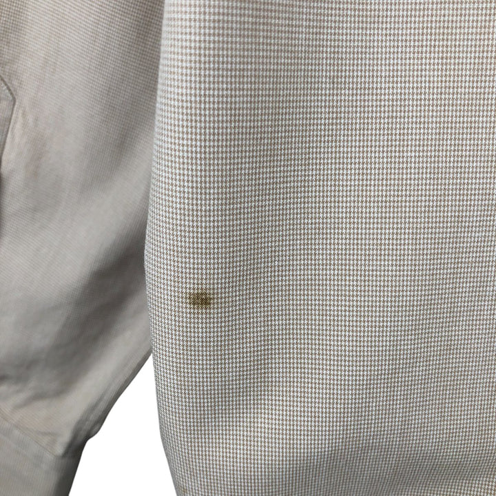 Ralph Lauren BLAKE Houndstooth Pattern Long Sleeve Button Down Shirt Men's Size L cotton Beige type Vintage Second Hand