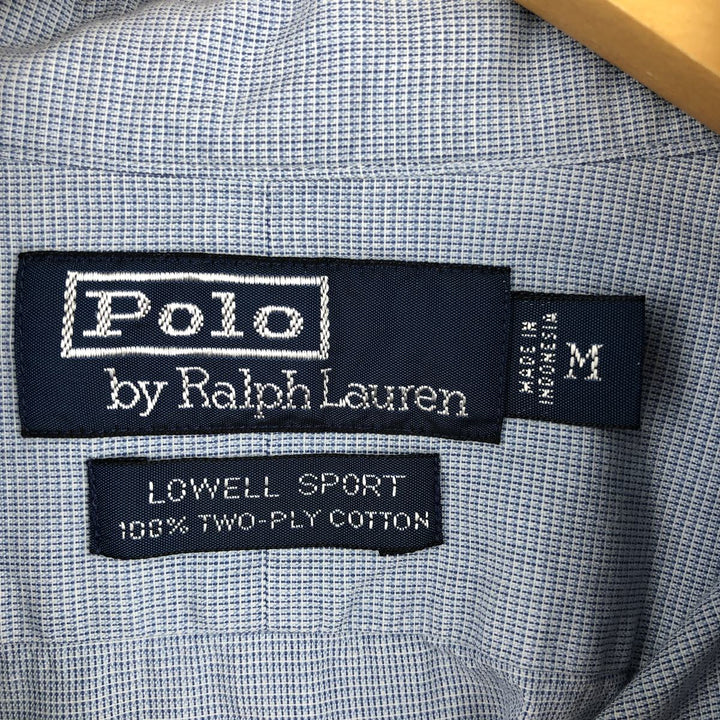 Ralph Lauren POLO by Ralph Lauren LOWELL SPORT long-sleeved cotton check shirt, men's size M cotton Blue type light blue Vintage Second Hand