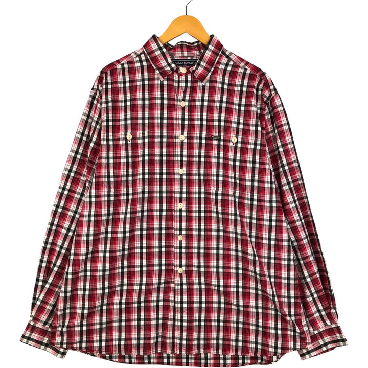 Vintage 90'S Ralph Lauren POLO SPORTSMAN tartan long-sleeved cotton check shirt cotton red type Vintage Second Hand