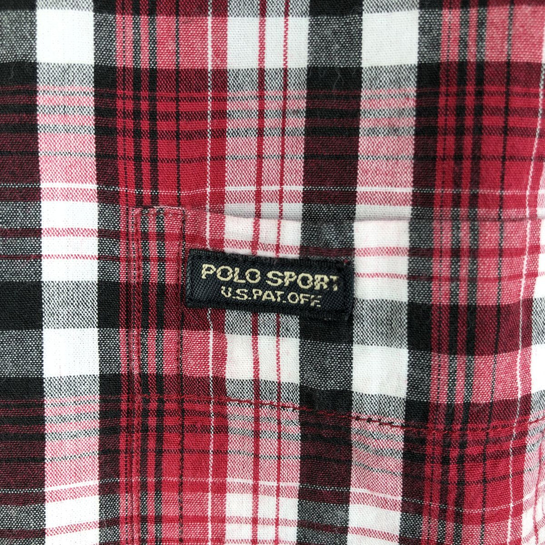 Vintage 90'S Ralph Lauren POLO SPORTSMAN tartan long-sleeved cotton check shirt cotton red type Vintage Second Hand