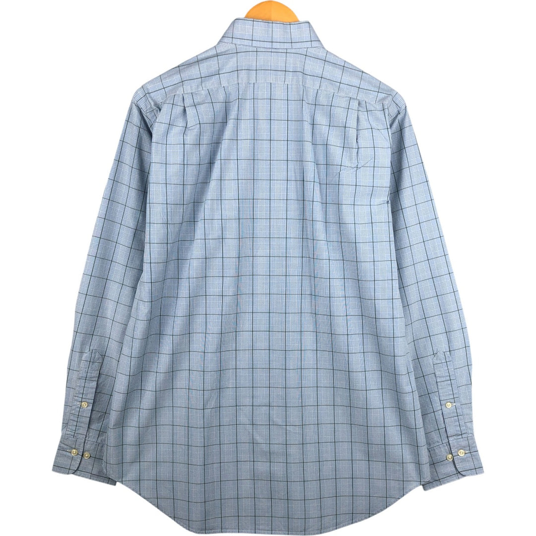 Ralph Lauren REGEND CLASSIC FIT wide collar long sleeve cotton check shirt, men's size M cotton Blue type light blue Vintage Second Hand