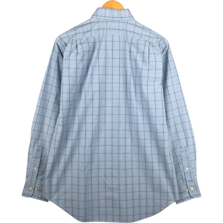 Ralph Lauren REGEND CLASSIC FIT wide collar long sleeve cotton check shirt, men's size M cotton Blue type light blue Vintage Second Hand