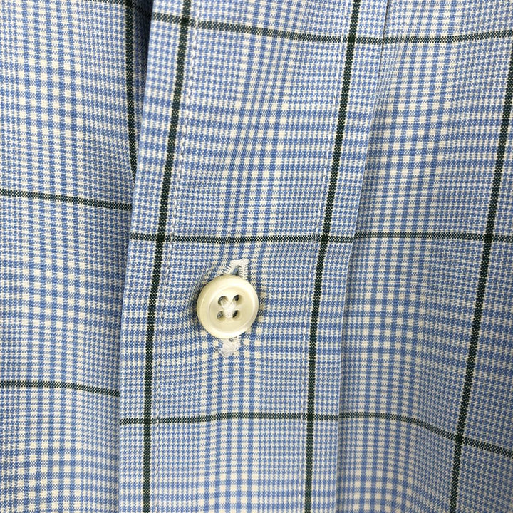 Ralph Lauren REGEND CLASSIC FIT wide collar long sleeve cotton check shirt, men's size M cotton Blue type light blue Vintage Second Hand