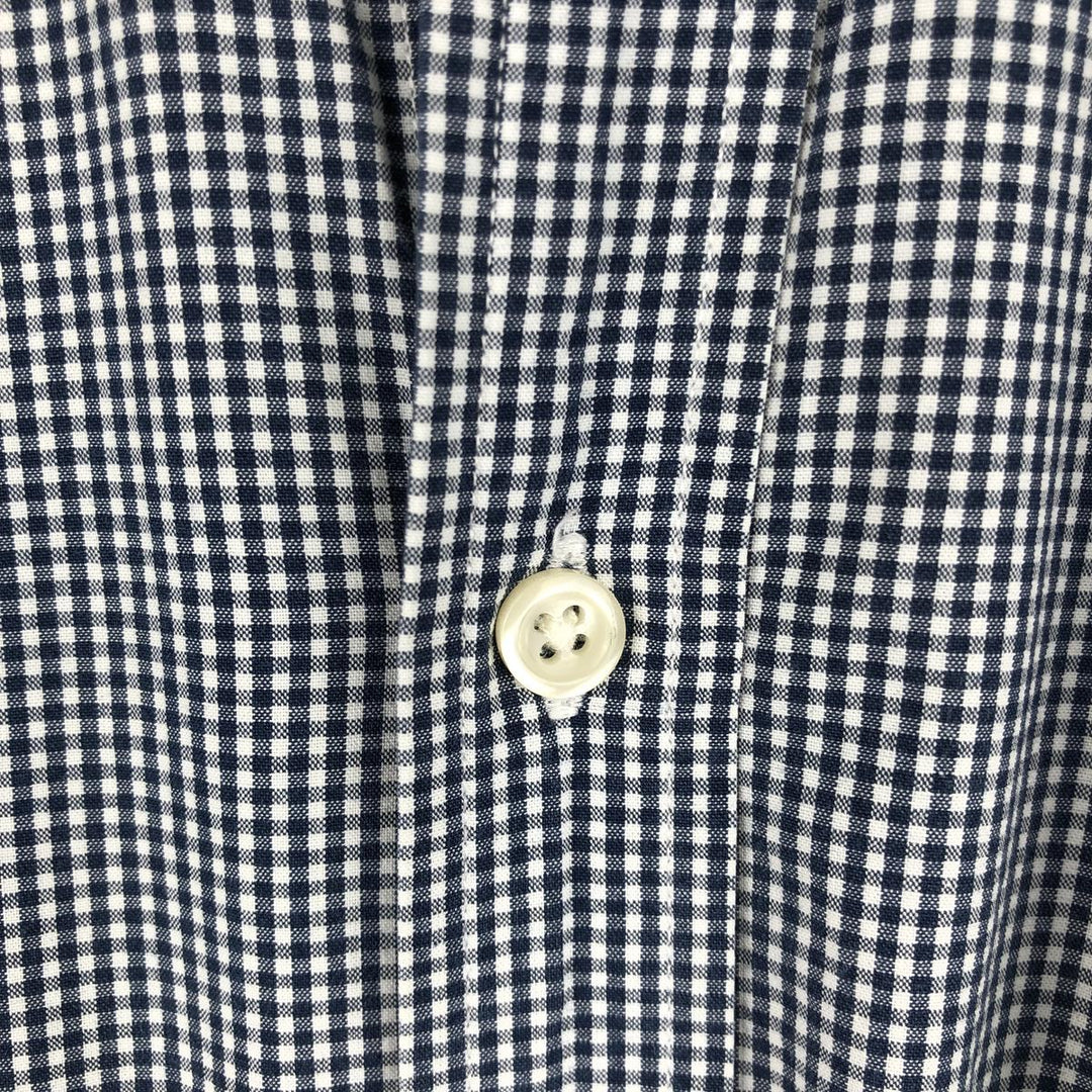 Ralph Lauren Gingham Check Long Sleeve Button-Down Check Shirt Men's XL cotton navy blue type Vintage Second Hand