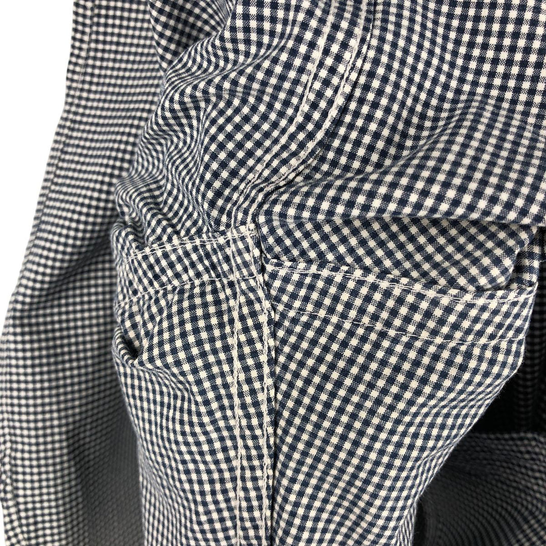 Ralph Lauren Gingham Check Long Sleeve Button-Down Check Shirt Men's XL cotton navy blue type Vintage Second Hand
