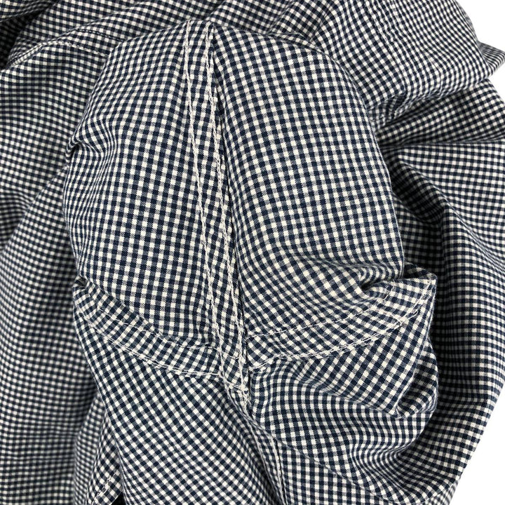 Ralph Lauren Gingham Check Long Sleeve Button-Down Check Shirt Men's XL cotton navy blue type Vintage Second Hand