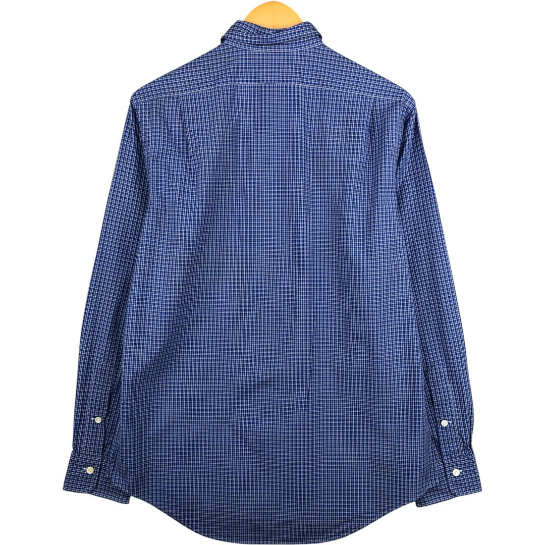 Ralph Lauren POLO by Ralph Lauren wide-collar long-sleeved cotton check shirt, men's size M cotton blue type Vintage Second Hand