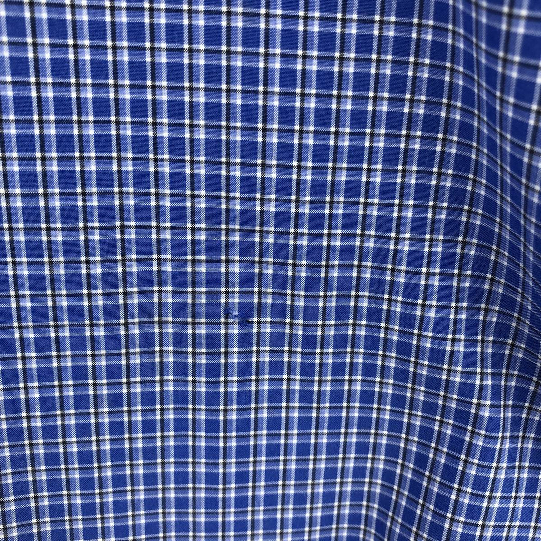 Ralph Lauren POLO by Ralph Lauren wide-collar long-sleeved cotton check shirt, men's size M cotton blue type Vintage Second Hand