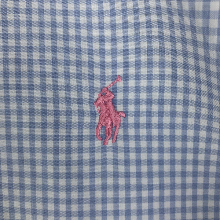 Ralph Lauren Classic Fit Gingham Check Long Sleeve Button-Down Check Shirt, Men's Size L cotton white type Vintage Second Hand