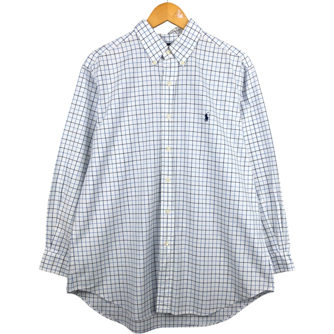 Ralph Lauren Classic Fit Long Sleeve Button Down Check Shirt Men's Size L cotton white type Vintage Second Hand