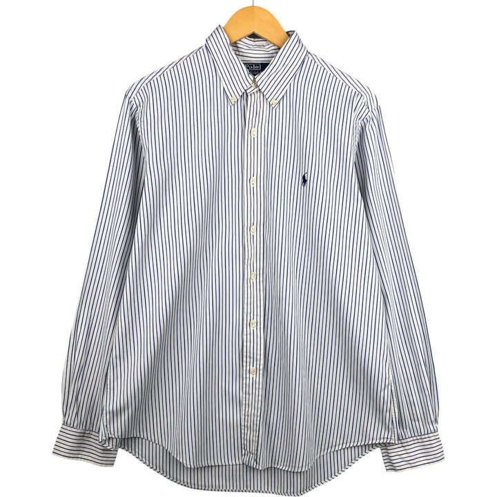 Ralph Lauren CUSTOM FIT long sleeve button down striped shirt men's size L cotton white type Vintage Second Hand