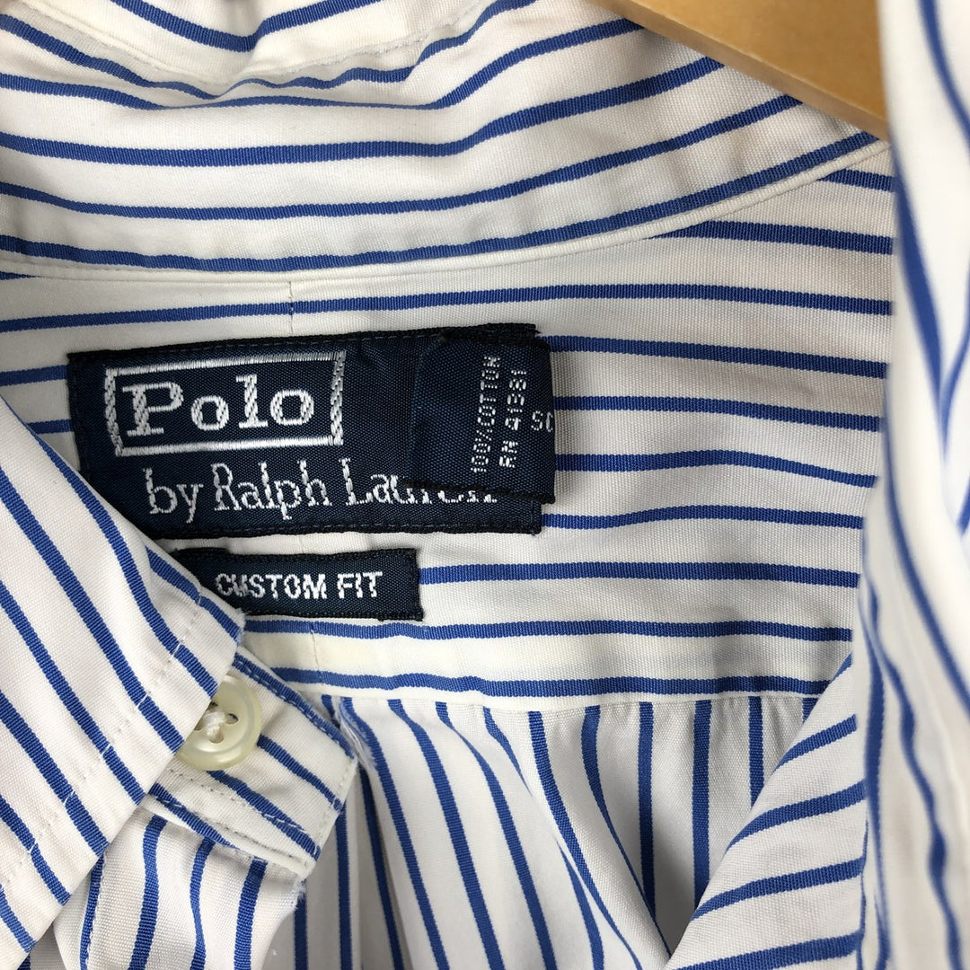 Ralph Lauren CUSTOM FIT long sleeve button down striped shirt men's size L cotton white type Vintage Second Hand