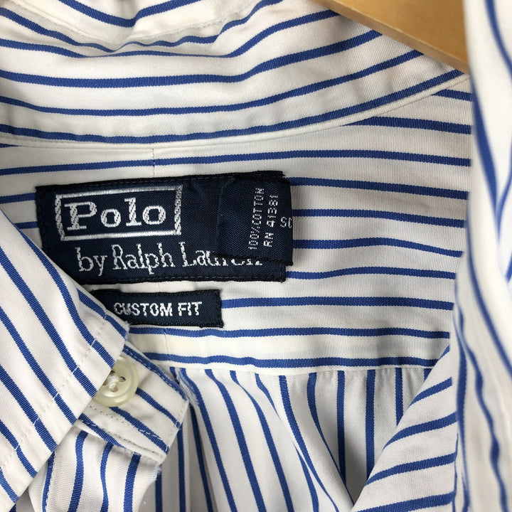 Ralph Lauren CUSTOM FIT long sleeve button down striped shirt men's size L cotton white type Vintage Second Hand