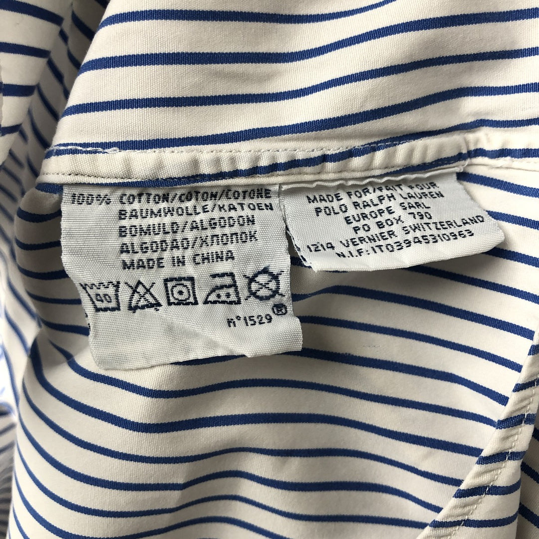 Ralph Lauren CUSTOM FIT long sleeve button down striped shirt men's size L cotton white type Vintage Second Hand