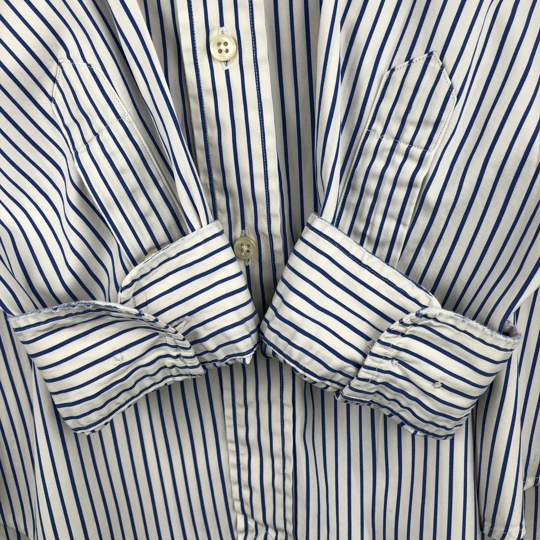 Ralph Lauren CUSTOM FIT long sleeve button down striped shirt men's size L cotton white type Vintage Second Hand