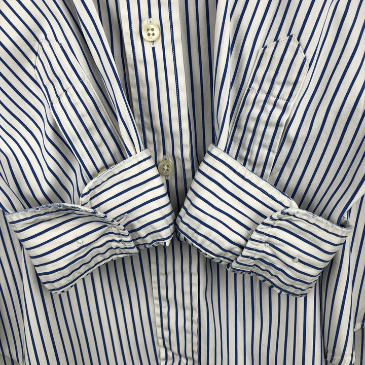 Ralph Lauren CUSTOM FIT long sleeve button down striped shirt men's size L cotton white type Vintage Second Hand