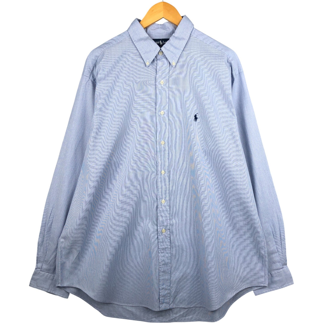 Ralph Lauren YARMOUTH Long Sleeve Button-Down Striped Shirt, Men's XL cotton blue type Vintage Second Hand