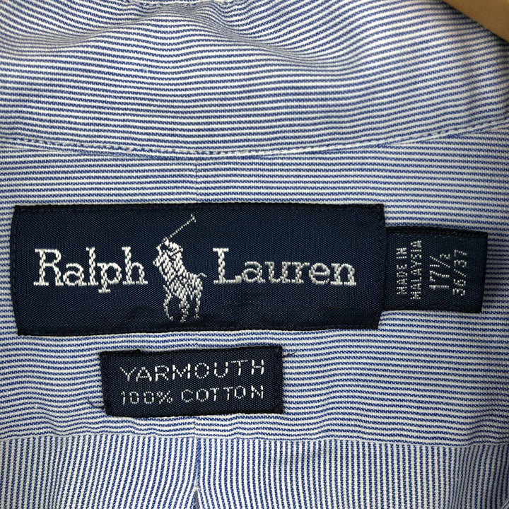 Ralph Lauren YARMOUTH Long Sleeve Button-Down Striped Shirt, Men's XL cotton blue type Vintage Second Hand
